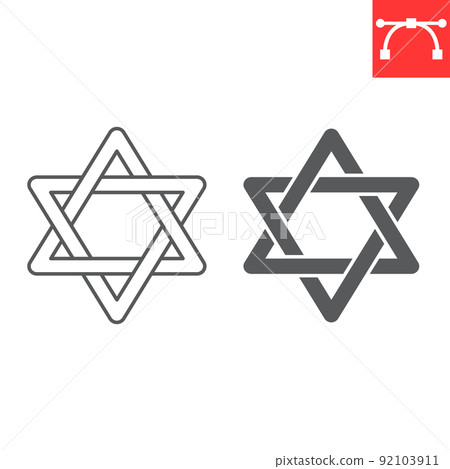 Star David line and glyph icon, hanukkah and symbol, Star of David vector icon, vector graphics, editable stroke outline sign, eps 10. Star David line and glyph icon, hanukkah and symbol, Star of David vector icon, vector graphics, editable stroke outline sign, eps 10. 92103911