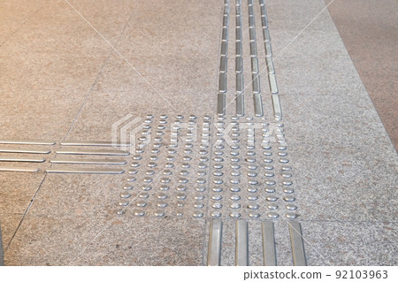 Braille block seen in the city: Guidance block for the visually impaired 92103963