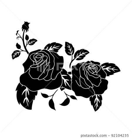 silhouette black motif rose flower blooming 92104235
