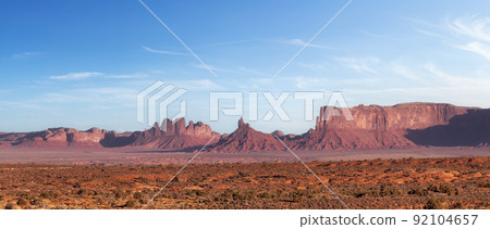 Desert Rocky Mountain American Landscape. Sunset Sky. Desert Rocky Mountain American Landscape. Sunset Sky. 92104657