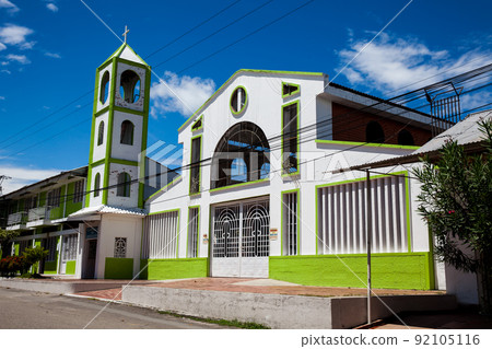 Church at the central square of the small city of Armero Guayabal in Colombia Church at the central square of the small city of Armero Guayabal in Colombia 92105116