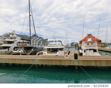 View of Yacht Haven Grande marina in St Thomas, USVI. 92105630