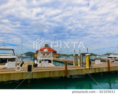 View of Yacht Haven Grande marina in St Thomas, USVI. 92105631