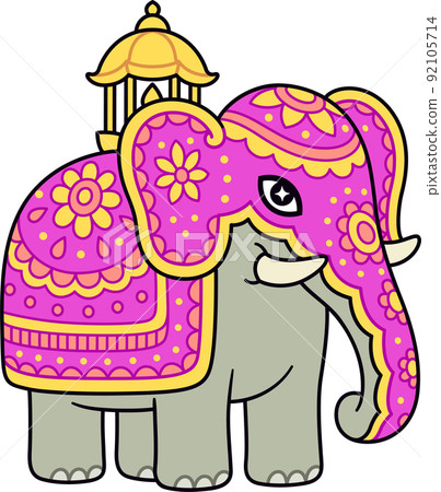 Kandy Esala Perahera elephant cartoon illustration 92105714