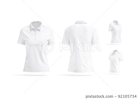 Blank white women polo shirt mockup, different views 92105734