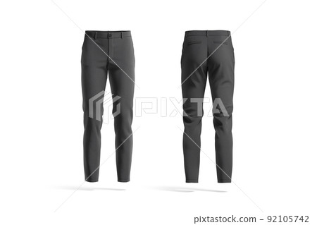 Blank black man pants mockup, front and back view 92105742