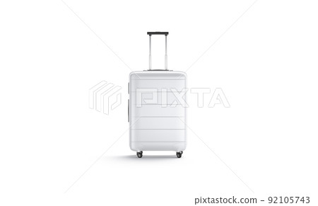 Blank white suitcase with handle mockup stand, front view 92105743