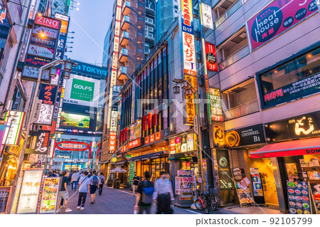 Tokyo cityscape of Japan 7th wave BA.5 Infection super explosion. There are no restrictions on behavior, and there are many people in Kabukicho = July 17th 92105799