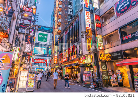 Tokyo cityscape of Japan 7th wave BA.5 Infection super explosion. There are no restrictions on behavior, and there are many people in Kabukicho = July 17th 92105821