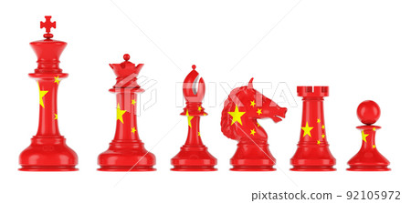 Chess figures with Chinese flag, 3D rendering 92105972