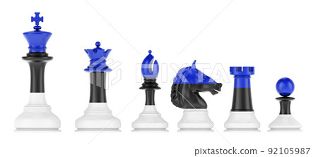 Chess figures with Estonian flag, 3D rendering 92105987