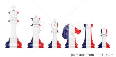 Chess figures with French flag, 3D rendering Chess figures with French flag, 3D rendering 92105988