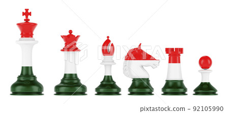 Chess figures with Hungarian flag, 3D rendering Chess figures with Hungarian flag, 3D rendering 92105990