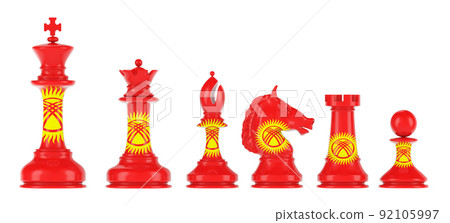 Chess figures with Kyrgyz flag, 3D rendering Chess figures with Kyrgyz flag, 3D rendering 92105997
