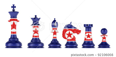 Chess figures with North Korean flag, 3D rendering 92106008