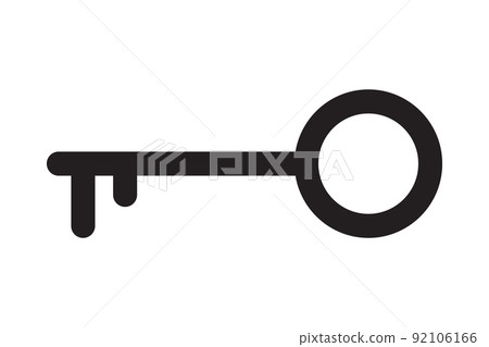 Key icon for lock and open door in house. Safety and security protection symbol. Key icon for lock and open door in house. Safety and security protection symbol. 92106166