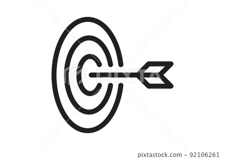 Arrow in target icon. Strategy symbol success. Vector illustration. 92106261