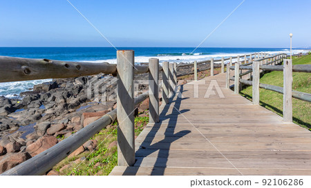 Beach Public Wood Walkway Blue Ocean Beach Public Wood Walkway Blue Ocean 92106286