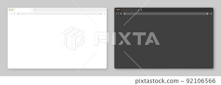 Blank web browser window with tab, toolbar and search field. Modern website, internet page in flat style. Browser mockup for computer, tablet and smartphone. Light and dark mode. Vector illustration Blank web browser window with tab, toolbar and search field. Modern website, internet page in flat style. Browser mockup for computer, tablet and smartphone. Light and dark mode. Vector illustration 92106566