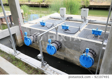 Big pipe for drain water from pump for flood protecting. Big pipe for drain water from pump for flood protecting. 92107491