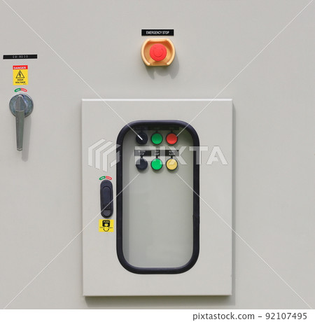 Electrical main distribution unit or electrical buttons switches with selecter switch, push switch and pilot lamps. 92107495