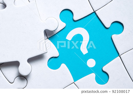 Question mark concept or FAQ. Sign in a puzzle Question mark concept or FAQ. Sign in a puzzle 92108017