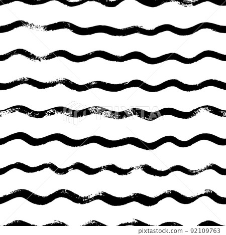 Hand drawn wavy lines vector seamless pattern. Hand drawn wavy lines vector seamless pattern. 92109763