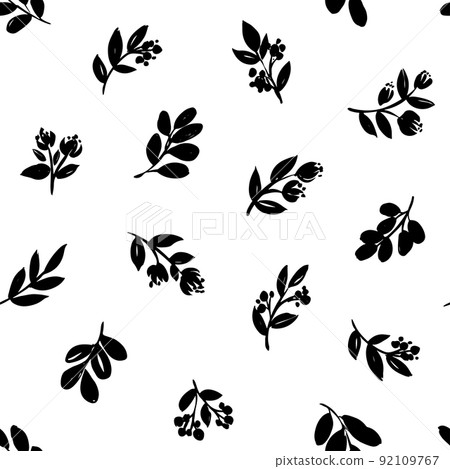 Hand drawn seamless meadow plants vector pattern. 92109767