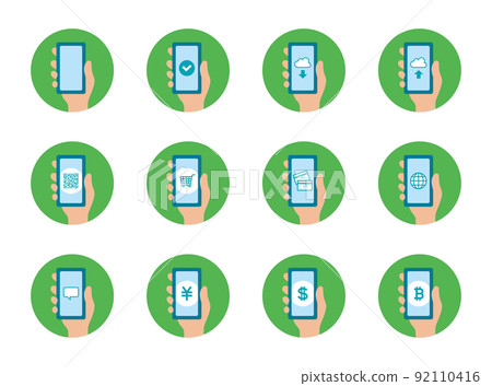 Icon_Smartphone_Hand_Set_No main line_Green background_Circle Icon_Smartphone_Hand_Set_No main line_Green background_Circle 92110416