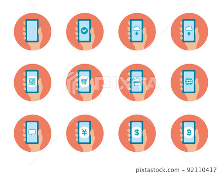 Icon_Smartphone_Hand_Set_No main line_Red back_Circle 92110417