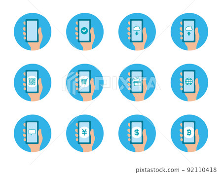 Icon_Smartphone_Hand_Set_No main line_Blue background_Circle 92110418