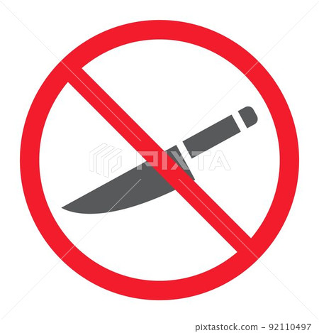 No sharp glyph icon, prohibition and forbidden, no knife sign vector graphics, a solid pattern on a white background, eps 10. No sharp glyph icon, prohibition and forbidden, no knife sign vector graphics, a solid pattern on a white background, eps 10. 92110497