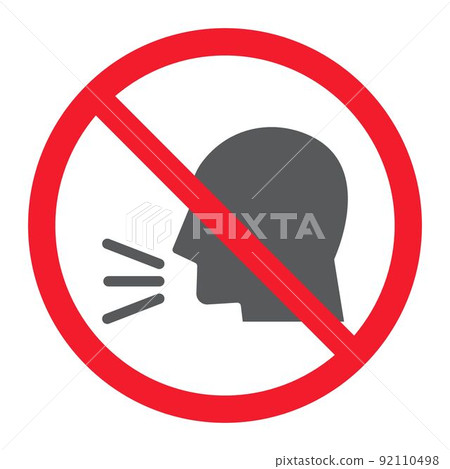 Keep silence glyph icon, prohibition and forbidden, no sound sign vector graphics, a solid pattern on a white background, eps 10. 92110498