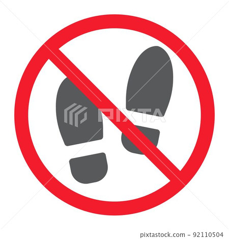 No shoes glyph icon, prohibition and forbidden, no foot sign vector graphics, a solid pattern on a white background, eps 10. 92110504