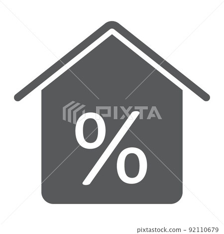 Real estate business glyph icon, real estate and home, home percent sign vector graphics, a solid pattern on a white background, eps 10. Real estate business glyph icon, real estate and home, home percent sign vector graphics, a solid pattern on a white background, eps 10. 92110679