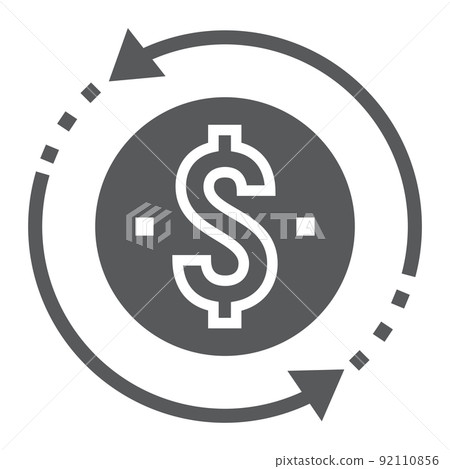 Return on investment glyph icon, development and business, money back sign vector graphics, a solid pattern on a white background, eps 10. 92110856