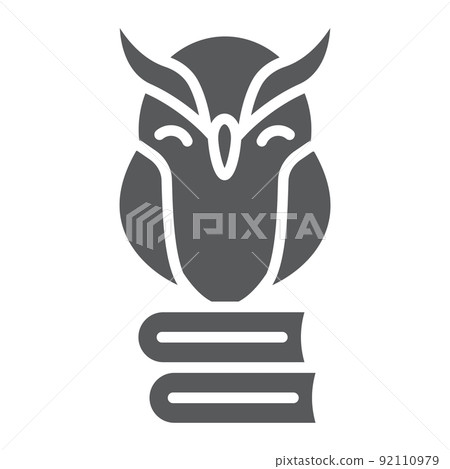Owl on books glyph icon, e learning and education, knowledge sign vector graphics, a solid pattern on a white background, eps 10. 92110979