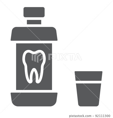 Mouthwash bottle glyph icon, stomatology and dental, care sign vector graphics, a solid pattern on a white background, eps 10. Mouthwash bottle glyph icon, stomatology and dental, care sign vector graphics, a solid pattern on a white background, eps 10. 92111300