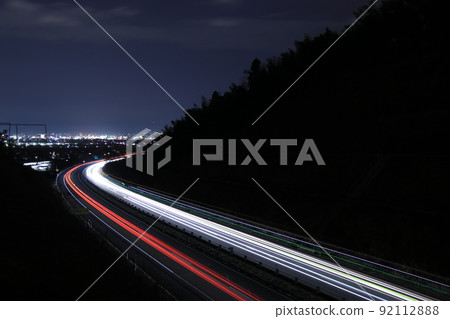 Light trail (highway at night) Light trail (highway at night) 92112888