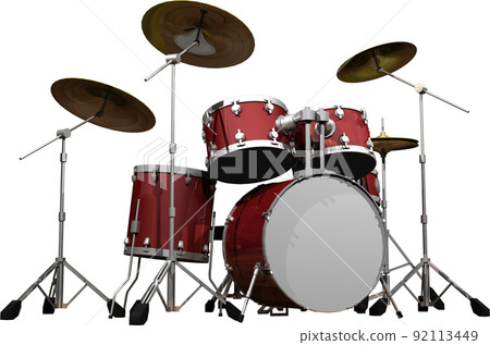 一個紅色樂器鼓組的插圖。背景透明插圖 92113449
