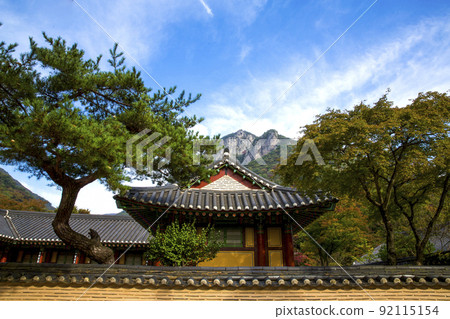 Baegakbong Peak of Baekamsan Mountain seen from Baekyangsa Temple in Jangseong Baegakbong Peak of Baekamsan Mountain seen from Baekyangsa Temple in Jangseong 92115154