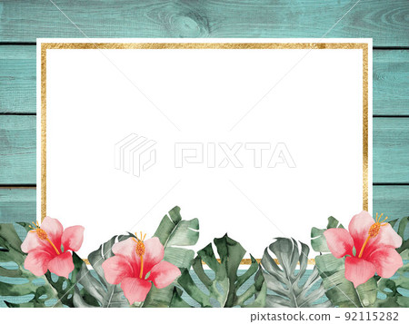 Background material for white background title with wood grain and hibiscus resort feeling Background material for white background title with wood grain and hibiscus resort feeling 92115282