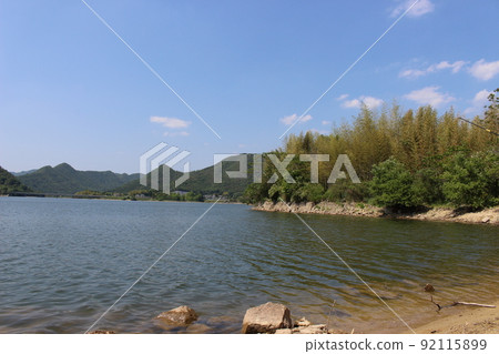 Aono Dam Senjoji Lake Lakeside scenery Aono Dam Senjoji Lake Lakeside scenery 92115899