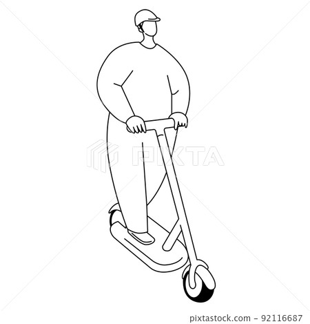 A man wearing a helmet and riding an electric kickboard 92116687