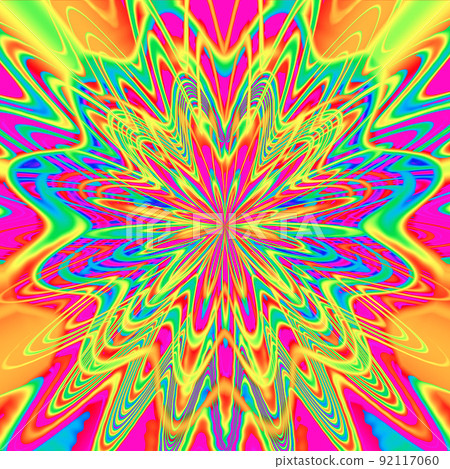 Rainbow-colored flashy psychedelic floral mandala pattern material Rainbow-colored flashy psychedelic floral mandala pattern material 92117060