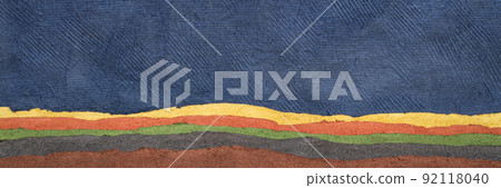 abstract landscape in brown, green, yellow and blue 92118040