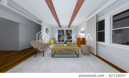 Living room with night view 92118047