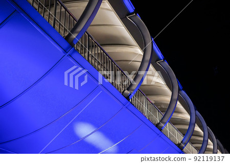 Walk way in urban city at night., Bangkok, Thailand. 92119137