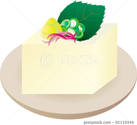 冷豆腐豆腐食物夏季日本料理日本料理簡單插圖素材 92119348