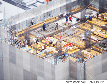 Building construction site tilt shift 92119494